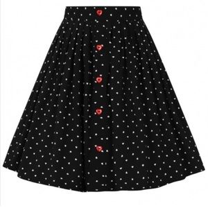 Black polka dot skirt with cute red heart buttons